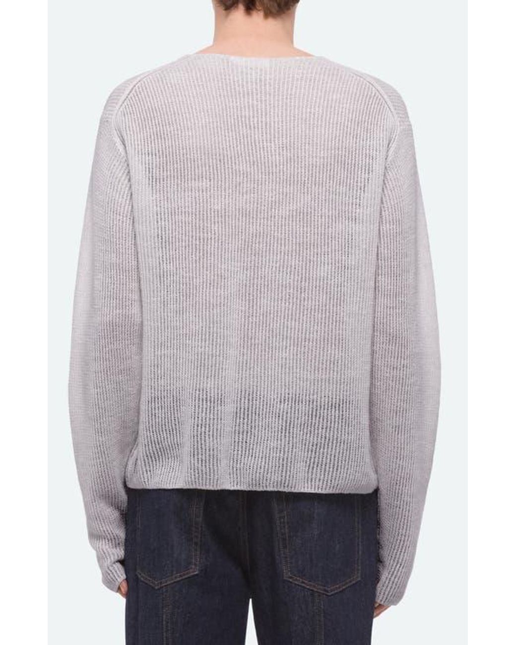 Helmut Lang Gray Texture Henley Sweater for men