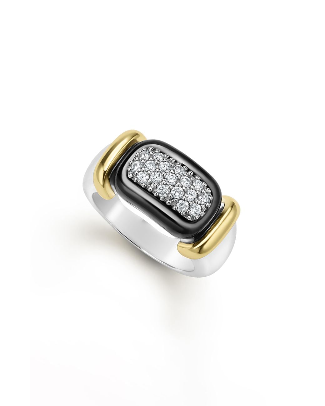 Lagos Multicolor Two-Tone Ceramic Diamond Ring