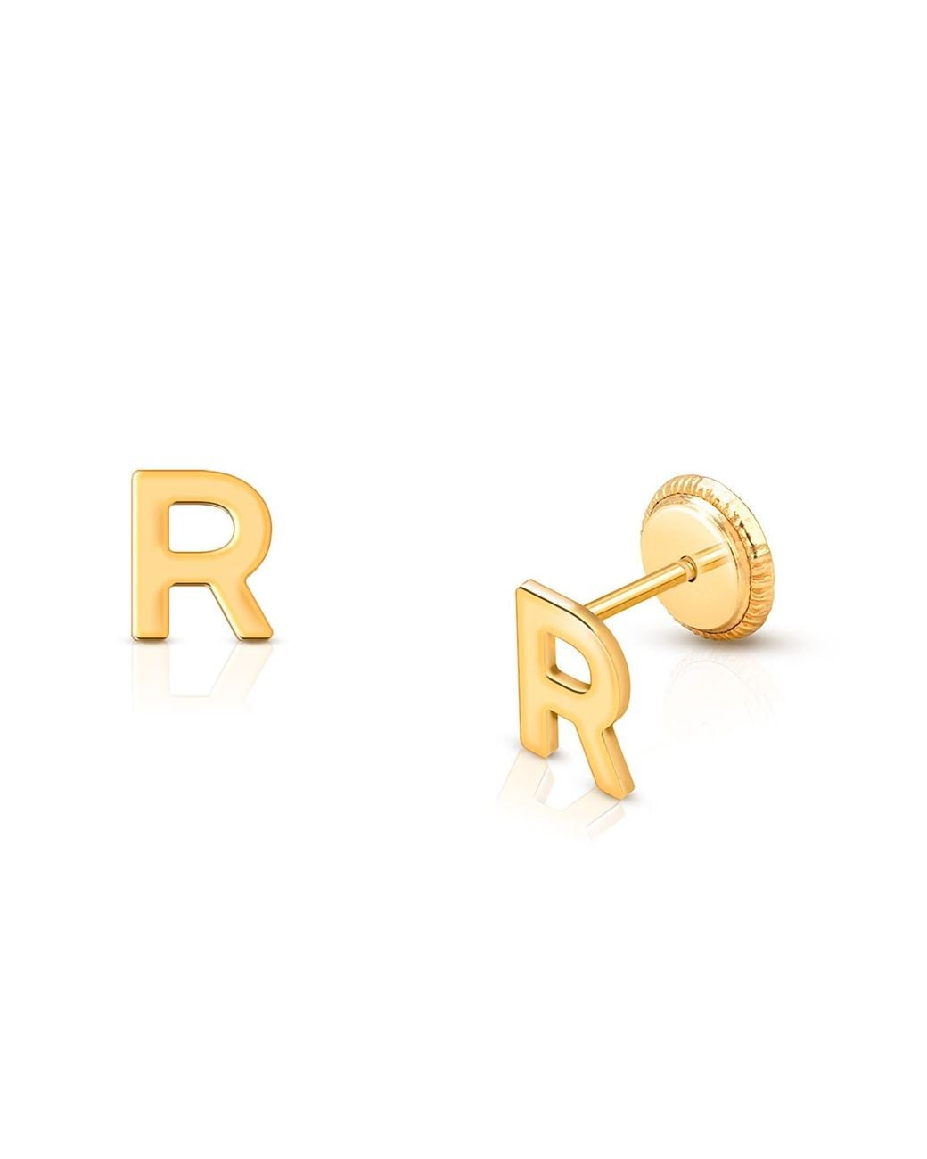Tiny Blessings Metallic 14K Initial Stud Screw Back Earrings