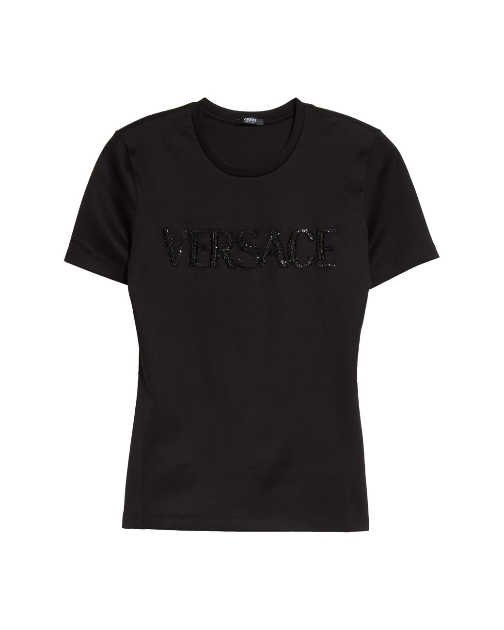 Versace Slim Fit Crystal Embellished Logo T shirt in Black Lyst