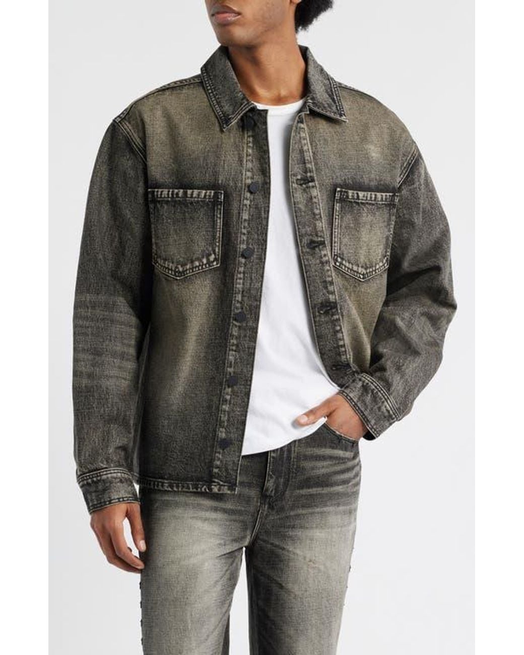 Rta Jacket RTA Norris Washed Denim Shirt Jacket in Brown for Men | Lyst