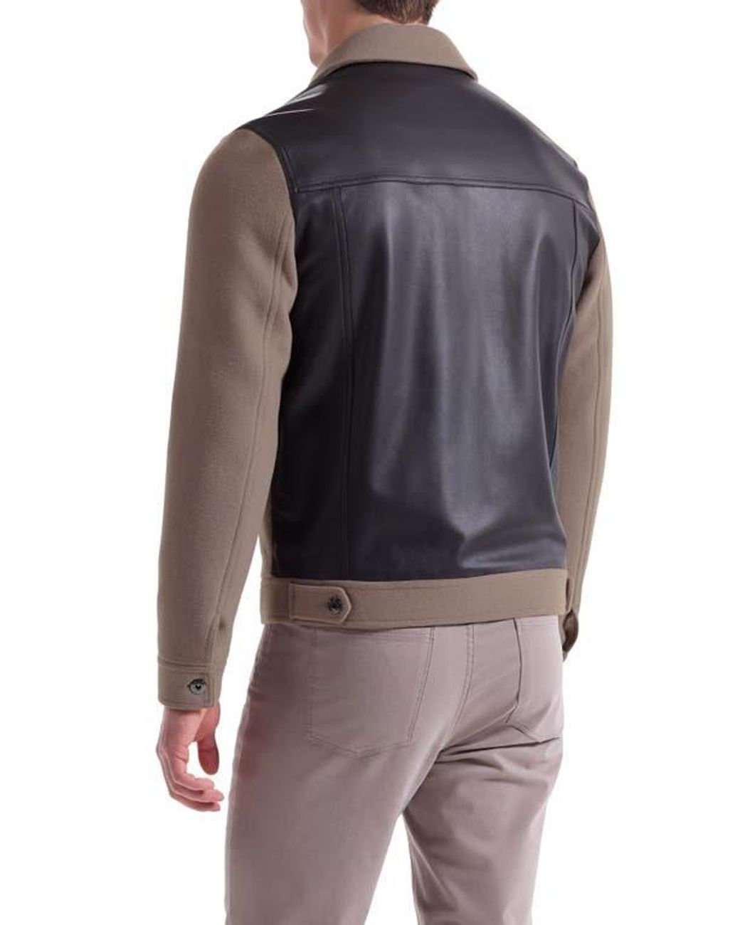 Bugatchi Brown Hybrid Melton & Wool Trucker Jacket for men