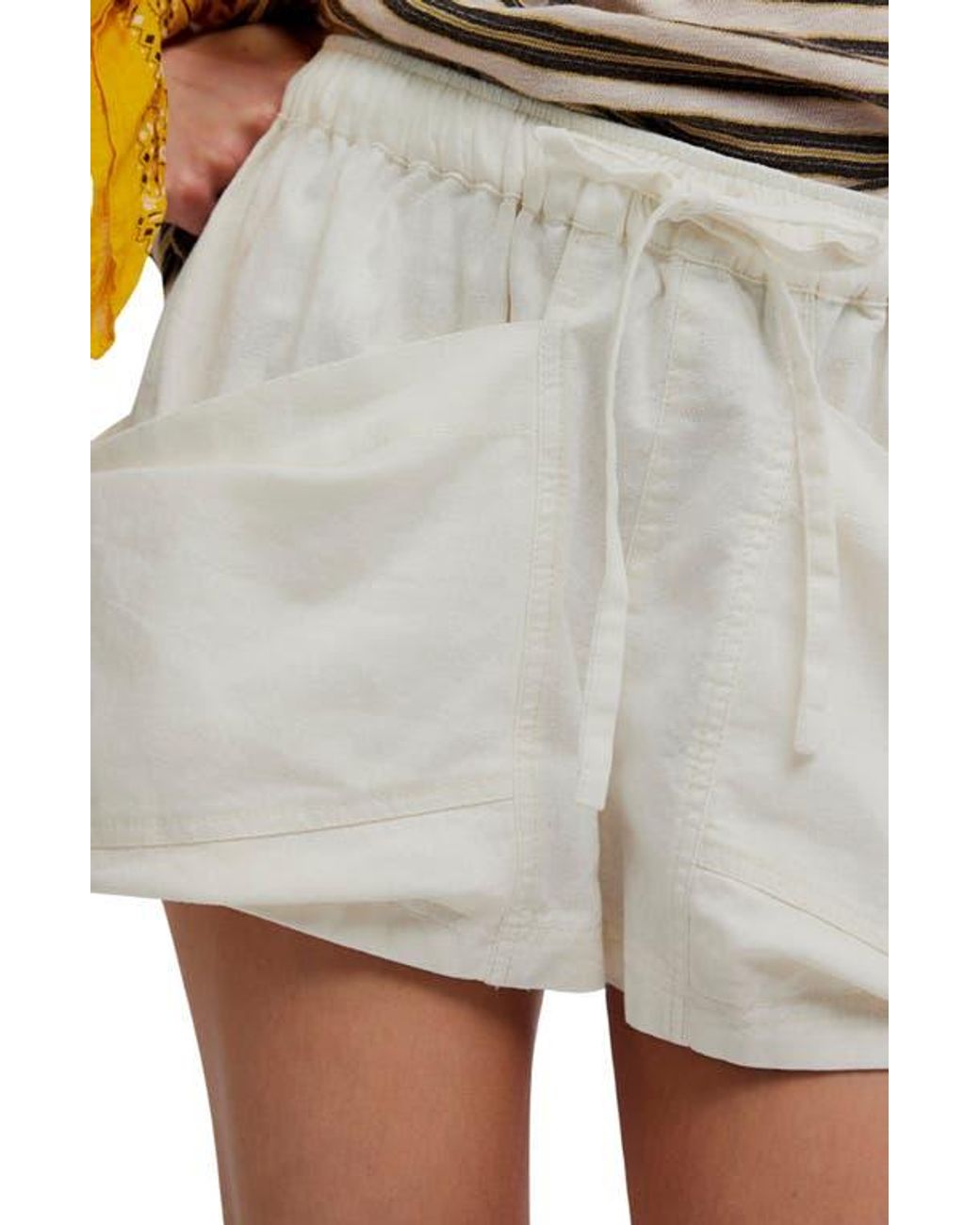 Free People Multicolor Good Fortune Linen & Cotton Shorts