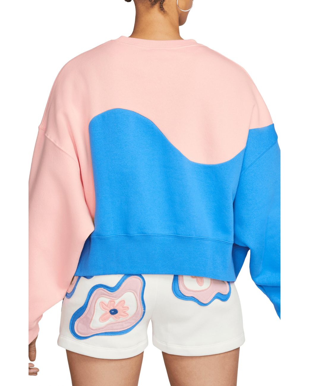 Nike fleece colorblocked cropped sweatshirt cheap