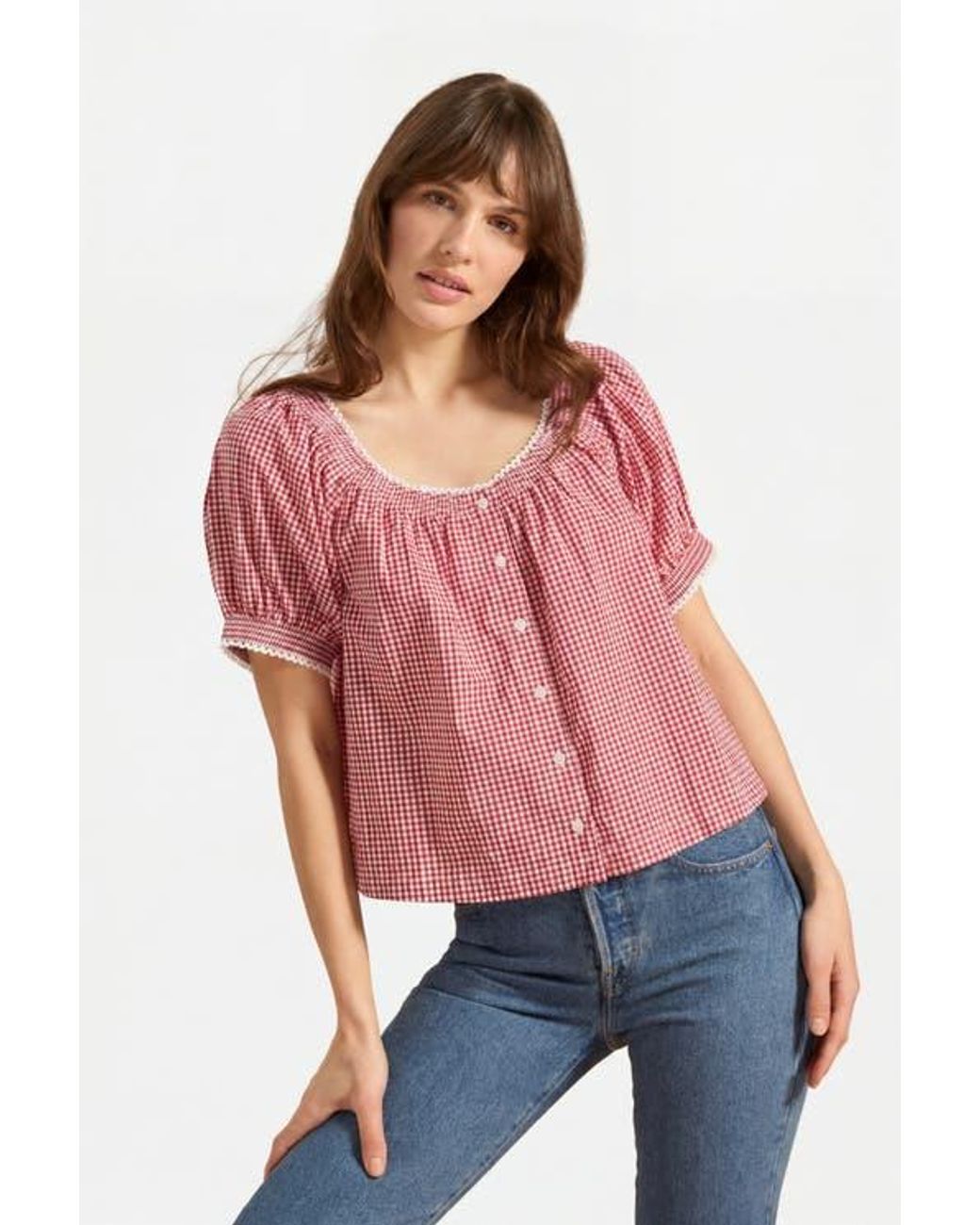 If Only If Red Caitlyn Blouse