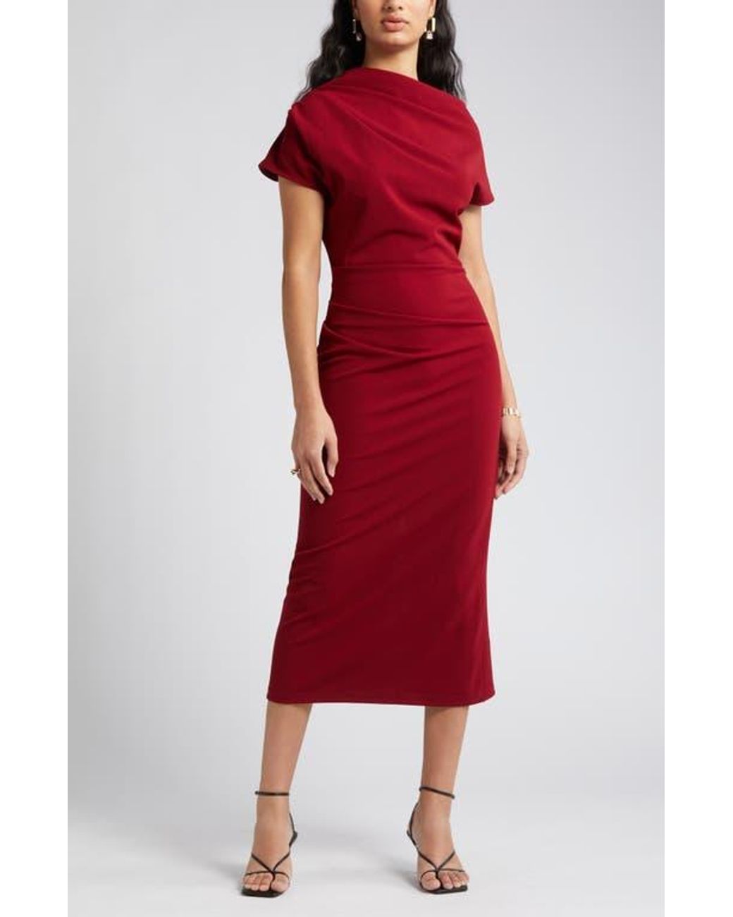 nikki lund marilyn ruched knit dress in Red Enchanted