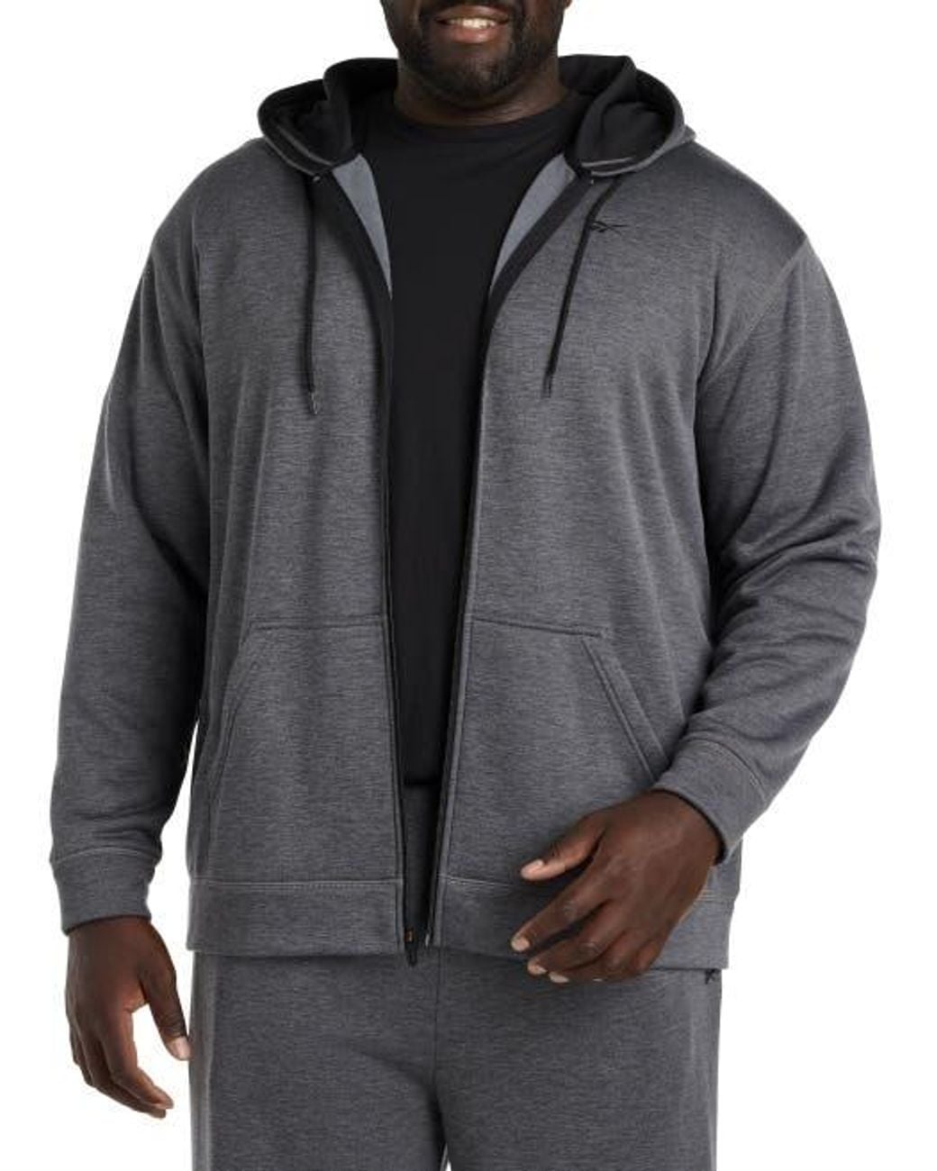 Reebok Gray Performance Zip-Front Hoodie for men