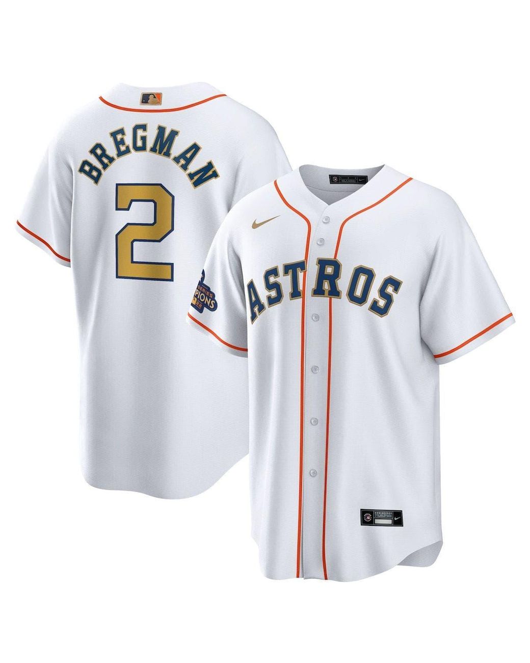 Nike Alex Bregman /gold Houston Astros 2023 Gold Collection Replica