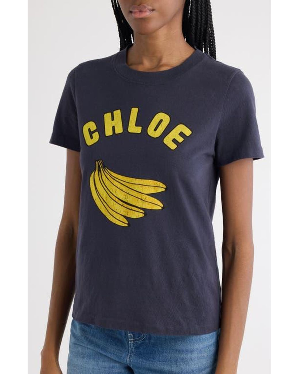 Chloe クロエ　バナナ　Tシャツ Chloé banana-print T-shirt | Blue | FARFETCH