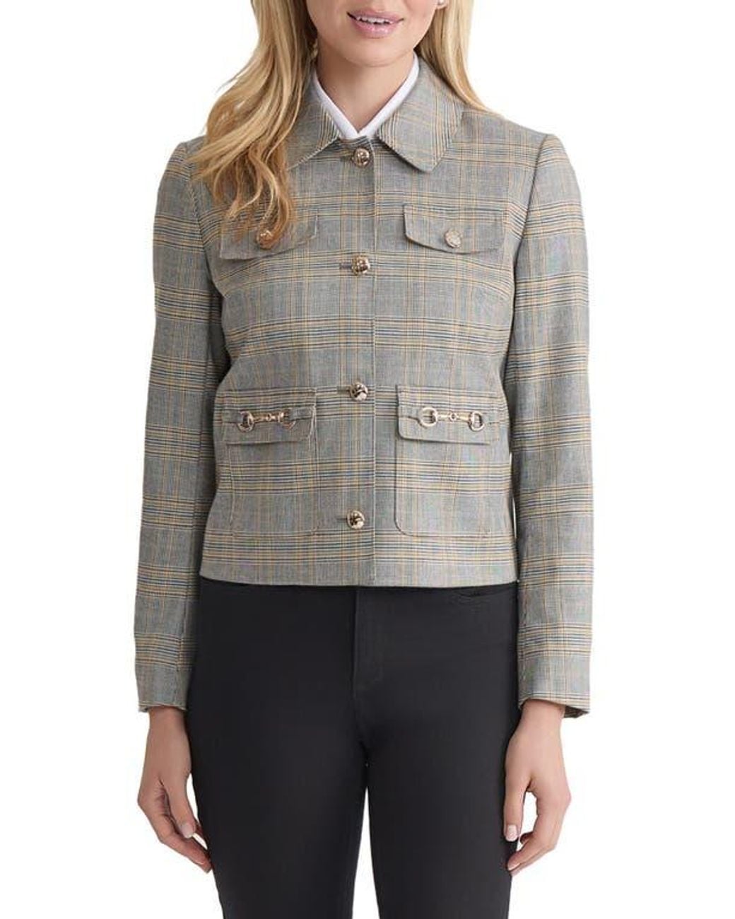 Jones New York Gray Patch Pocket Jacket