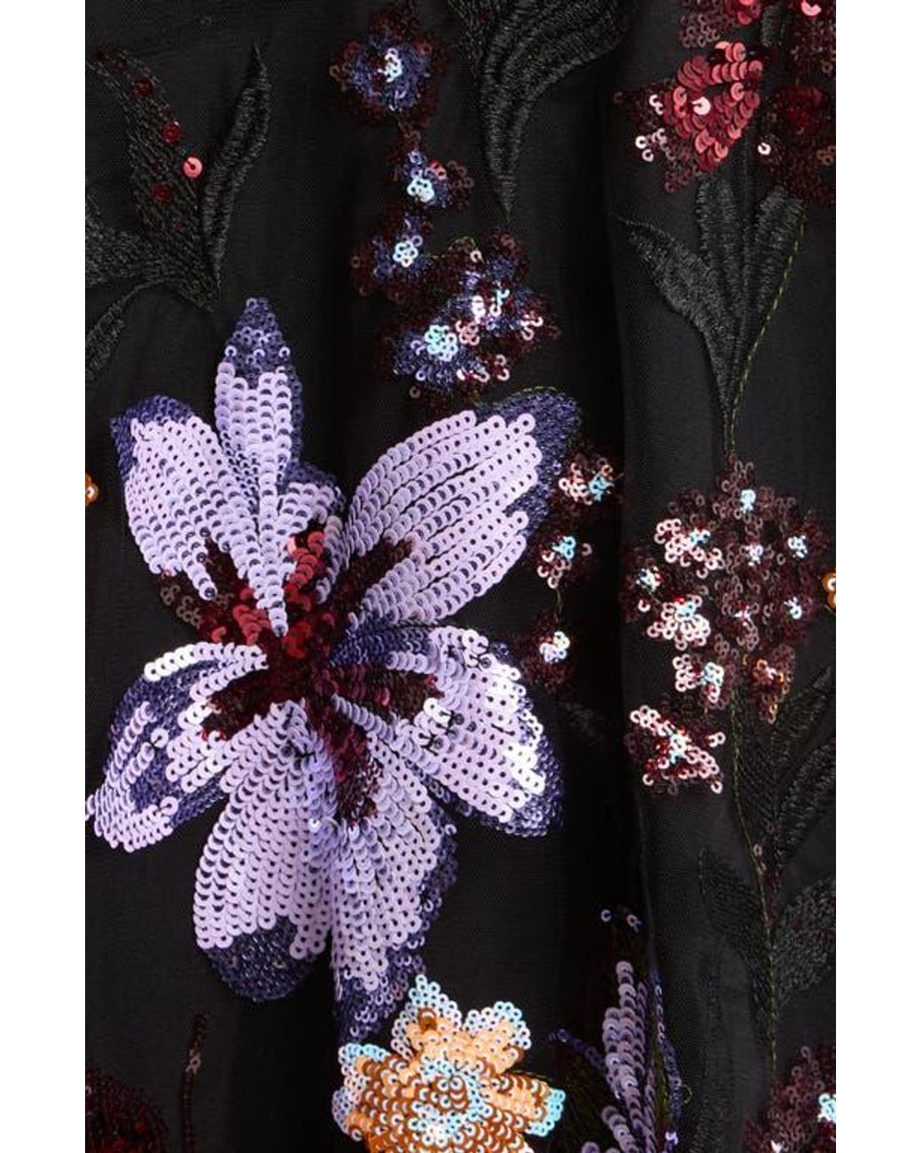 Sam Edelman Ali Floral Sequin Midi Dress in Black | Lyst