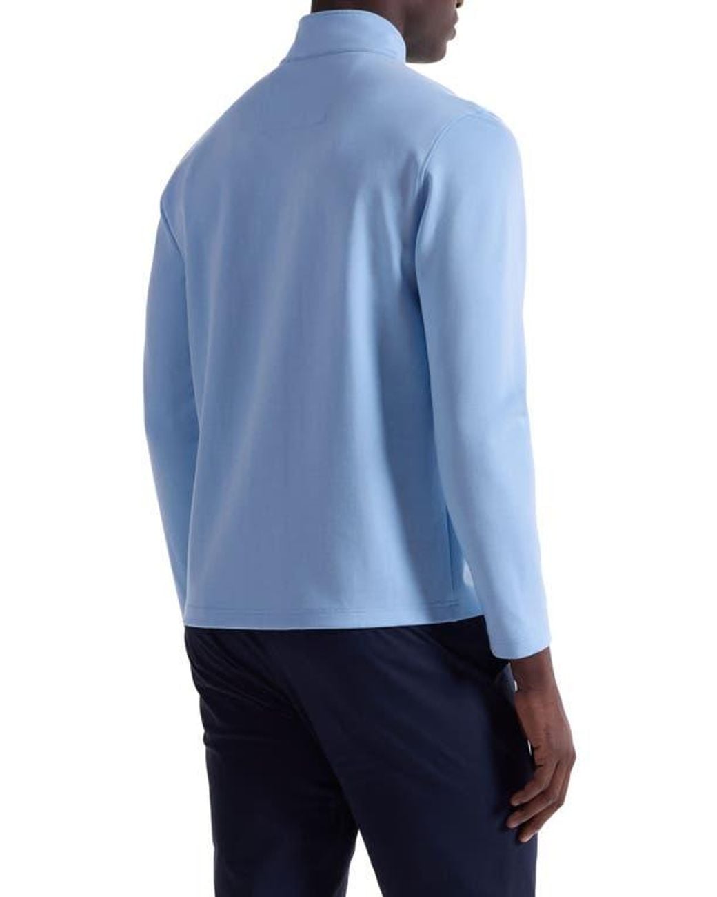 Bugatchi Blue Solid Quarter Zip Pullover for men