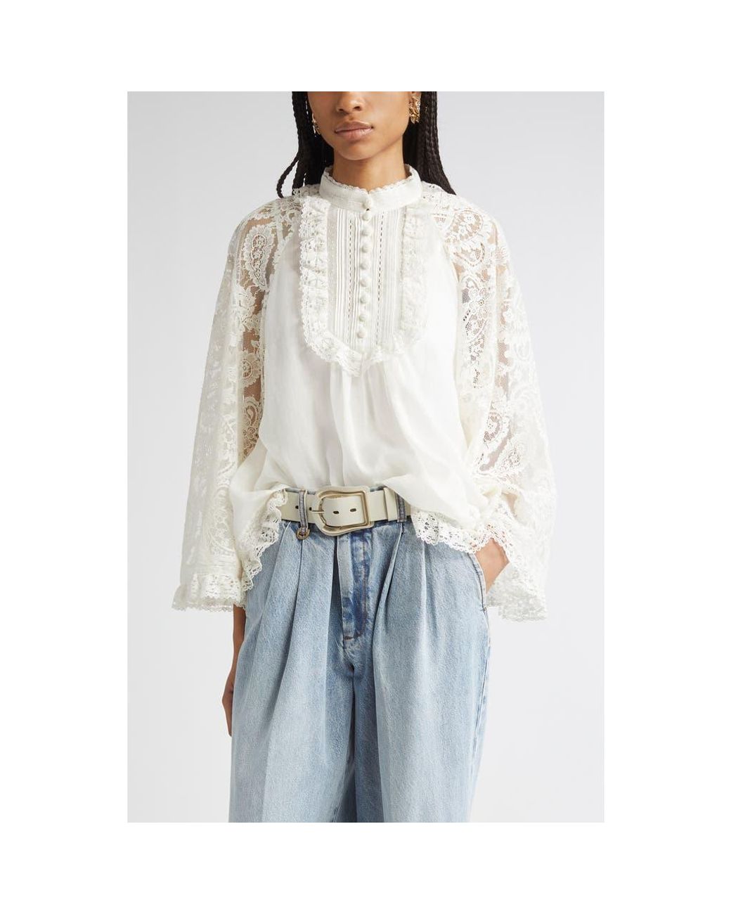 Zimmermann Ascension Lace Trim Tunic Top in Blue | Lyst