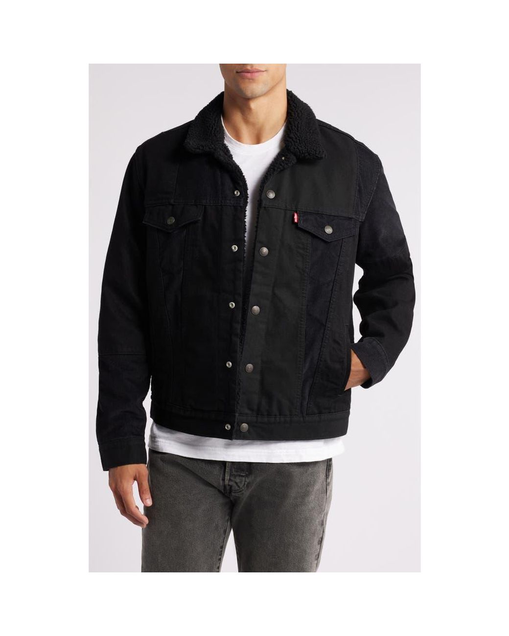Levi s Type 3 Corduroy High Pile Fleece Lined Trucker Jacket in Black for Men Lyst
