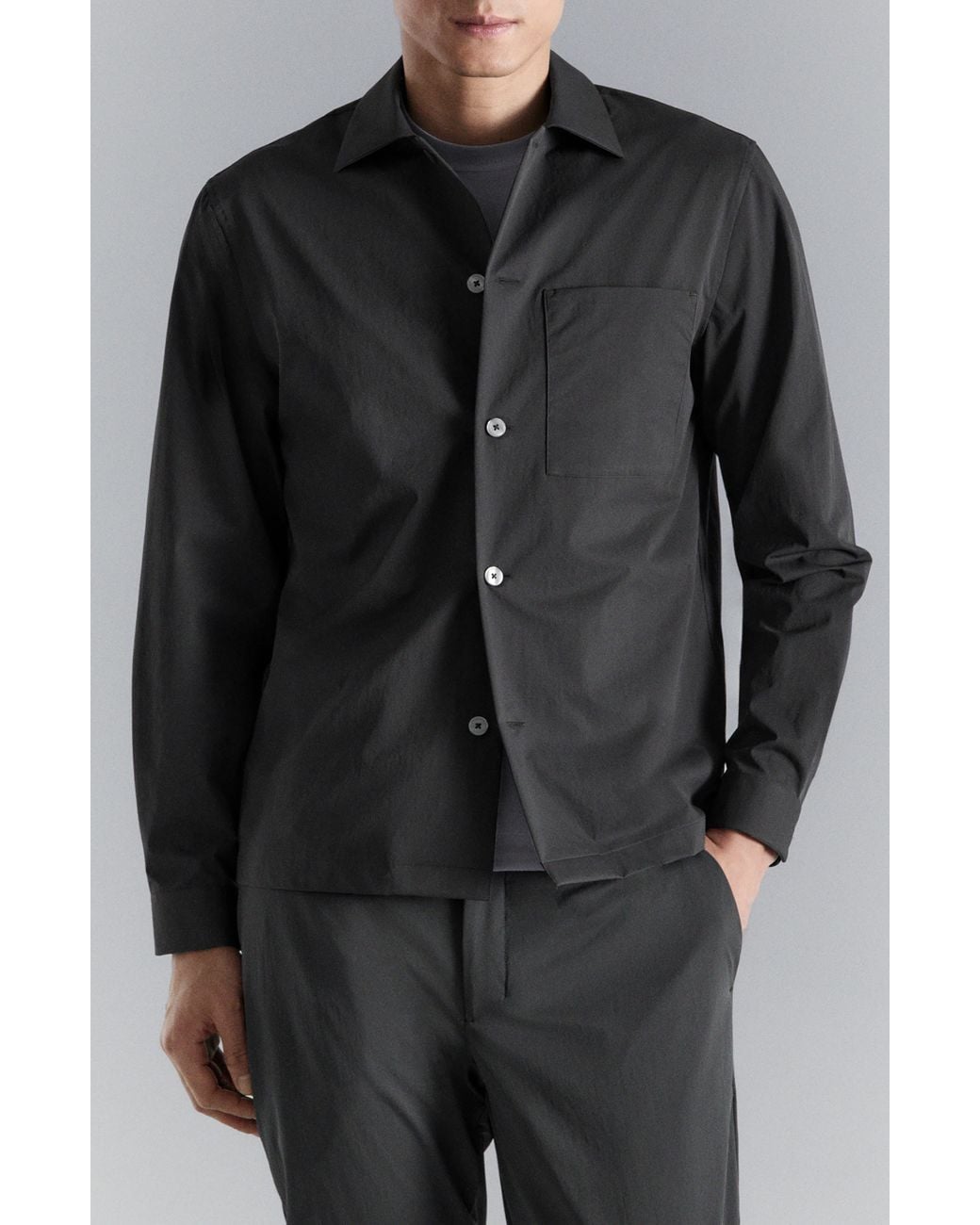 Mango Black Woven Overshirt for men