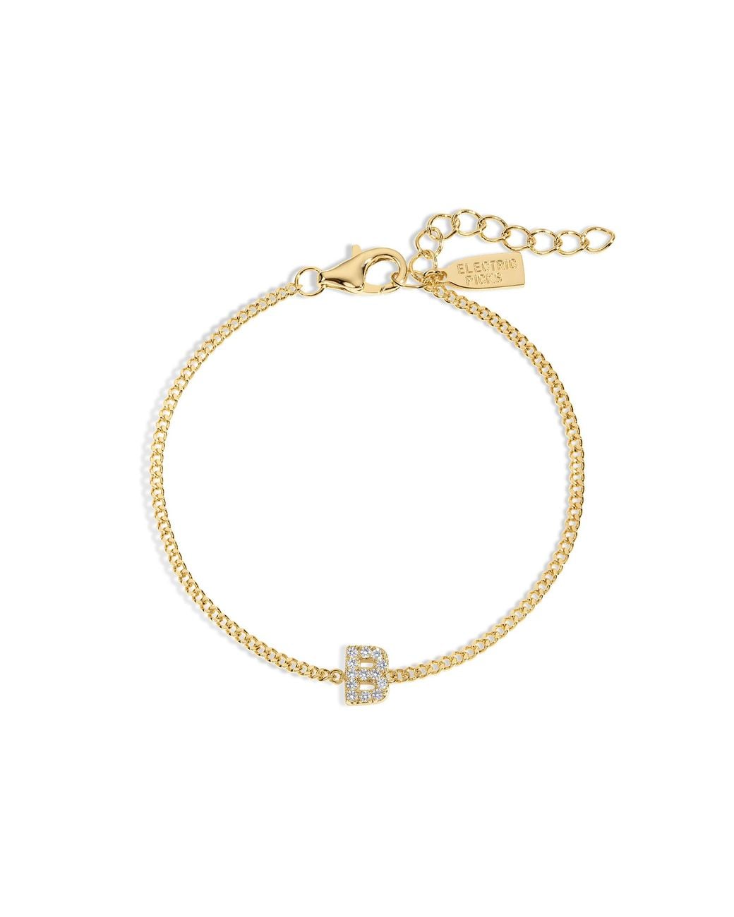 Electric Picks White Initial Bracelet