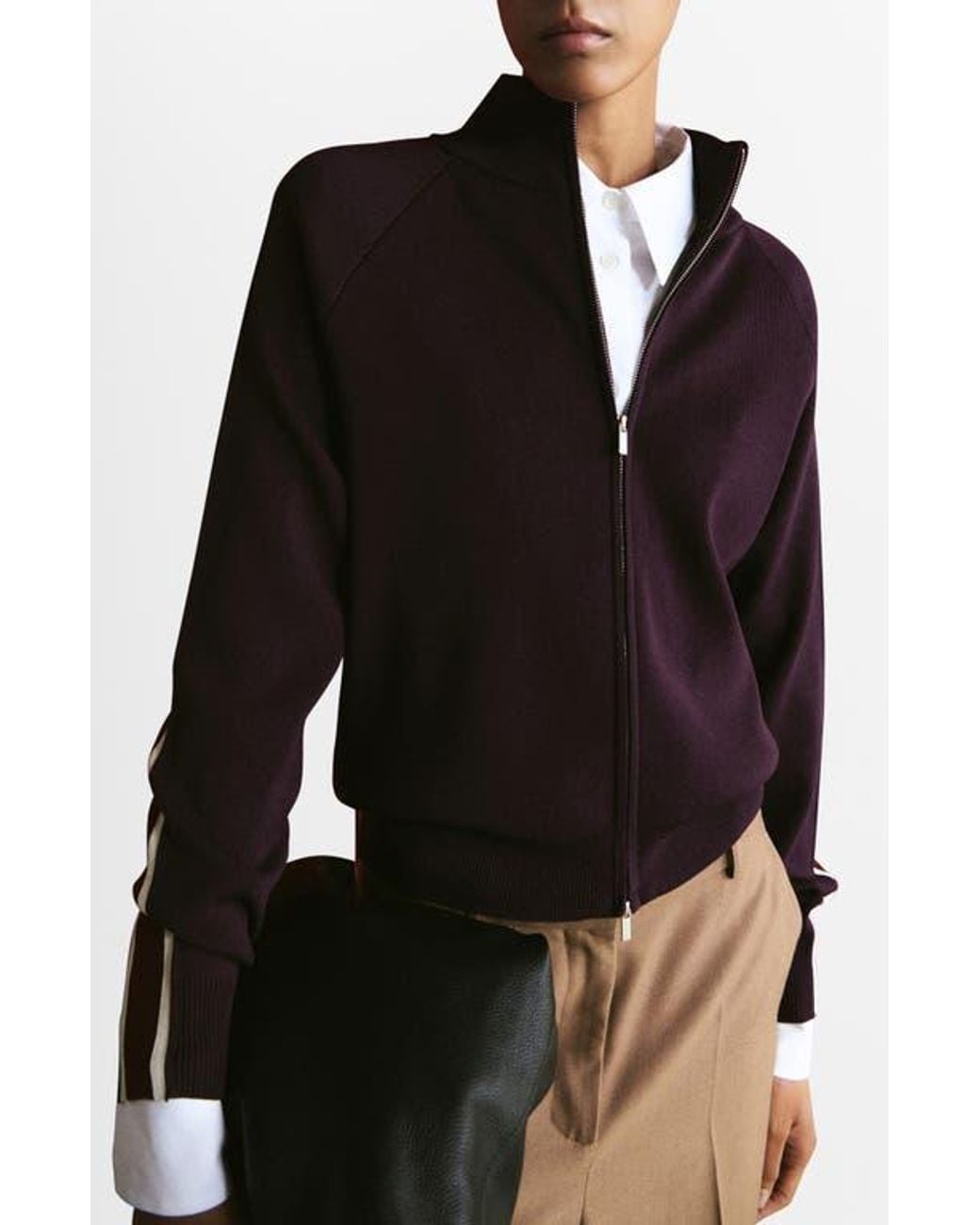 Mango Black Side Stripe Zip Cardigan