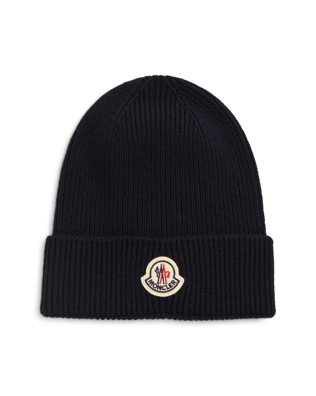 Moncler Blue Virgin Wool Rib Beanie for men