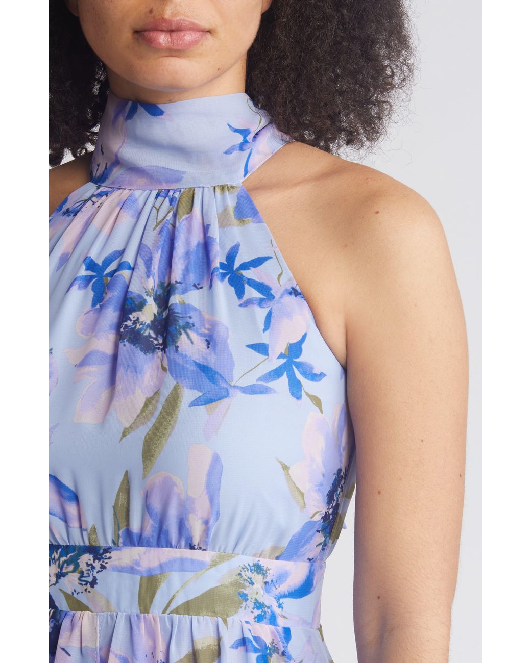 Eliza J Halter Neck Maxi Dress in Blue Lyst