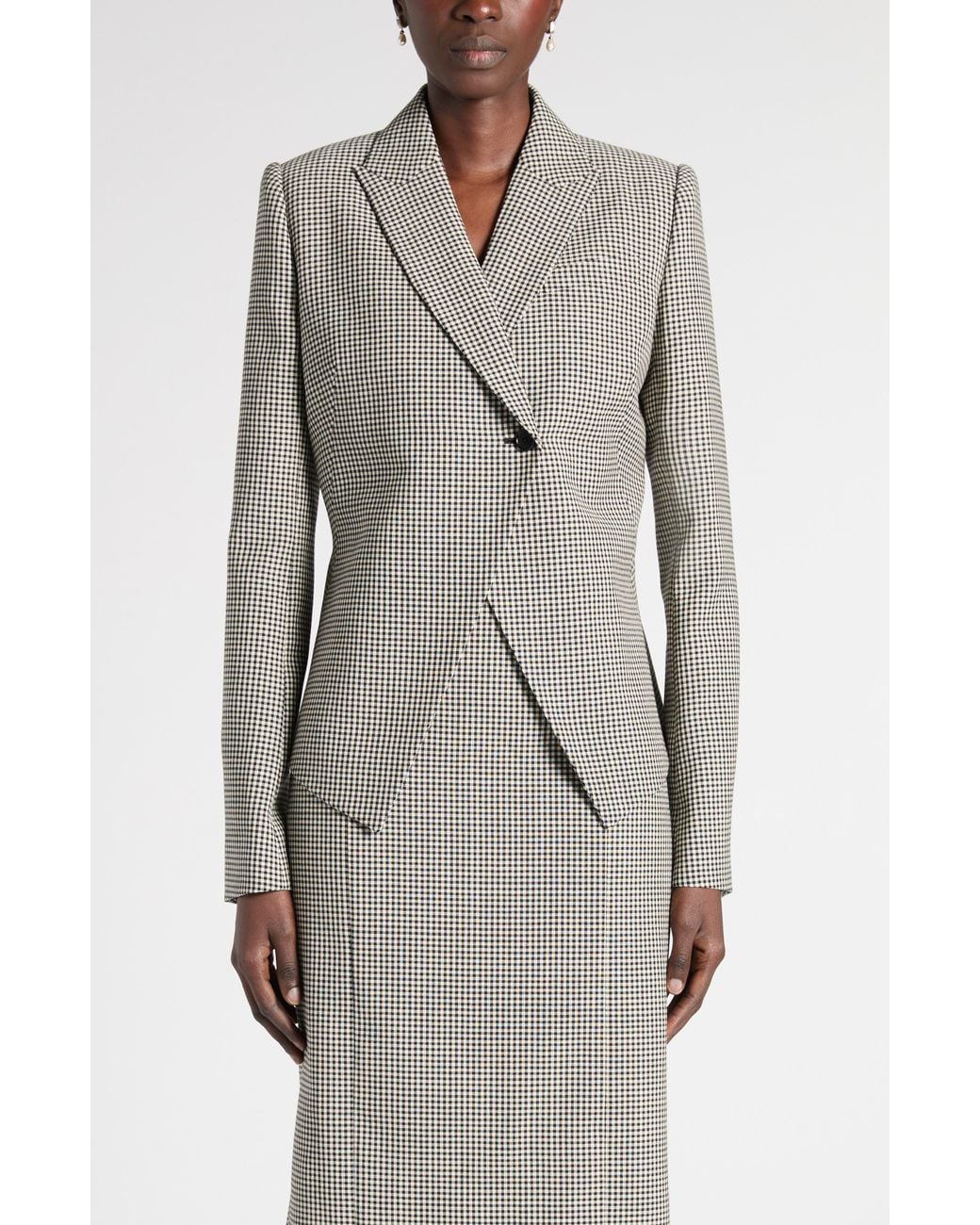 McQueen Gray Houndstooth Wool Jacket