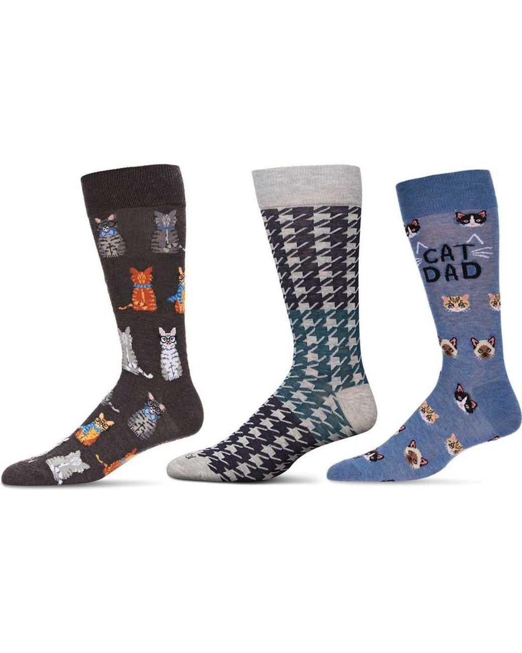 Memoi Blue Pet Lover's Assorted 3-Pack Crew Socks for men