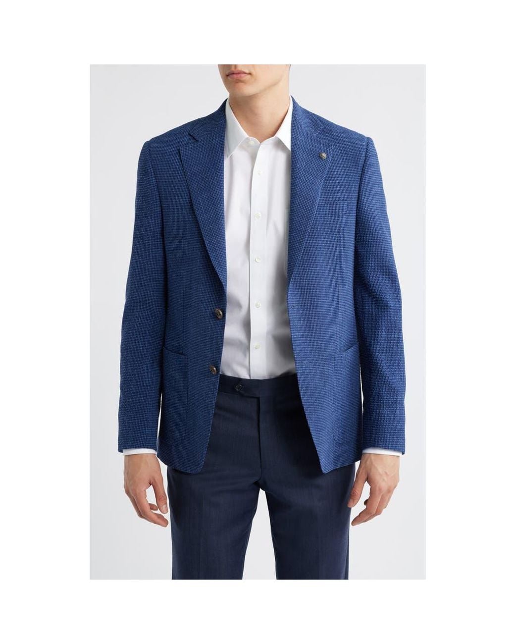 Jack Victor Myles Check Wool Blend Seersucker Sport Coat in Blue