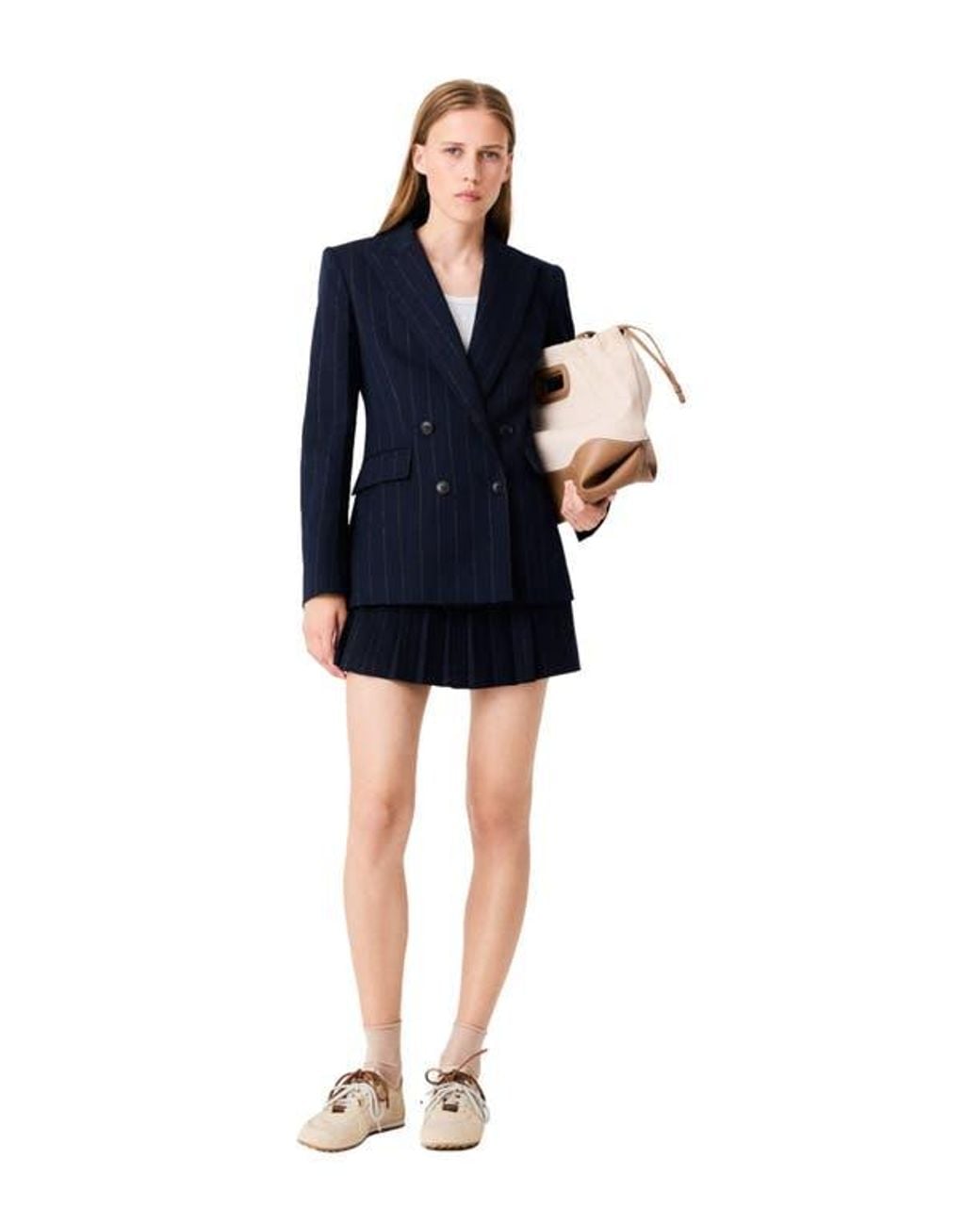 Maje Blue Double-Breasted Suit Jacket