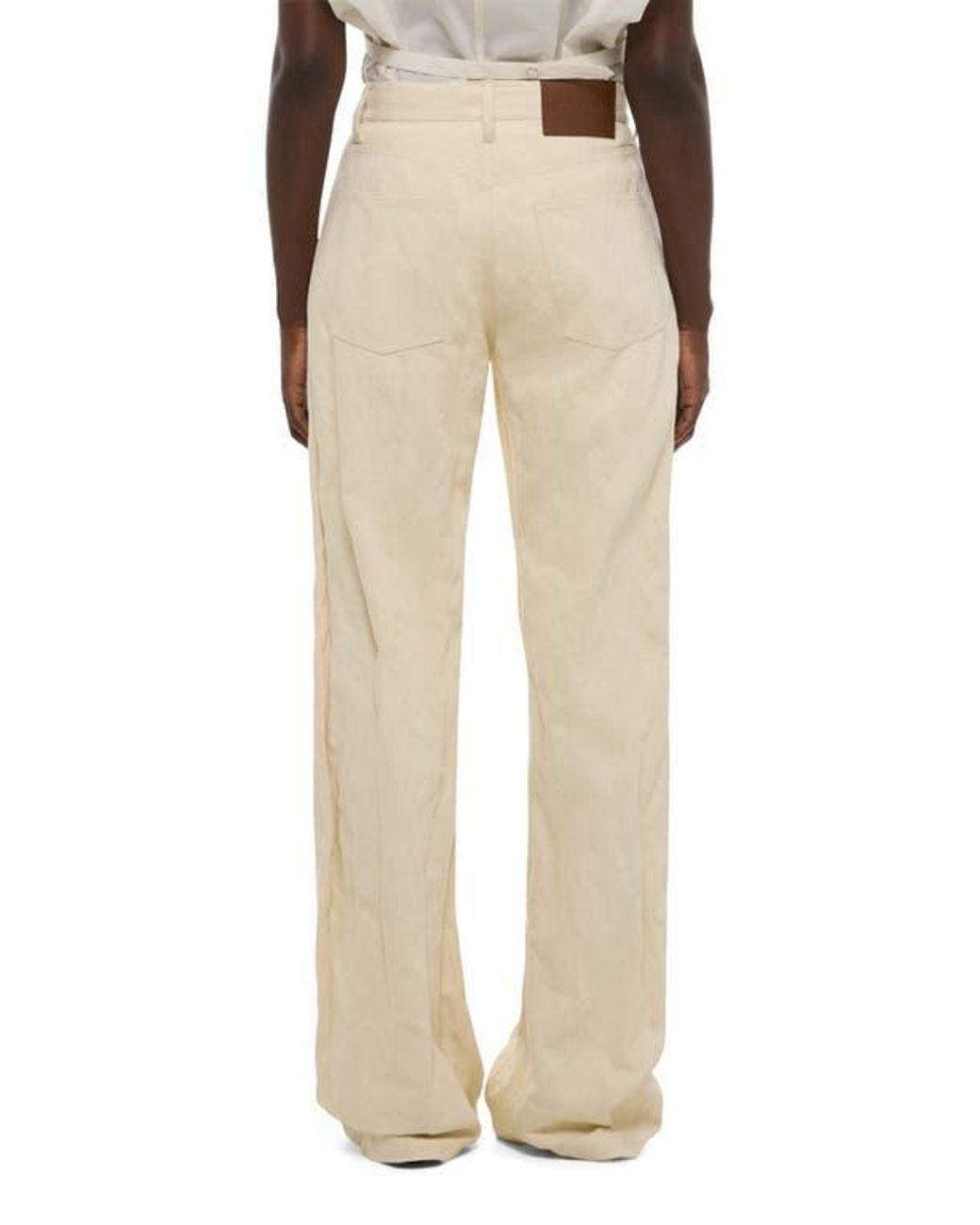 Helmut Lang Natural Metallic Crusable Bootcut Jeans