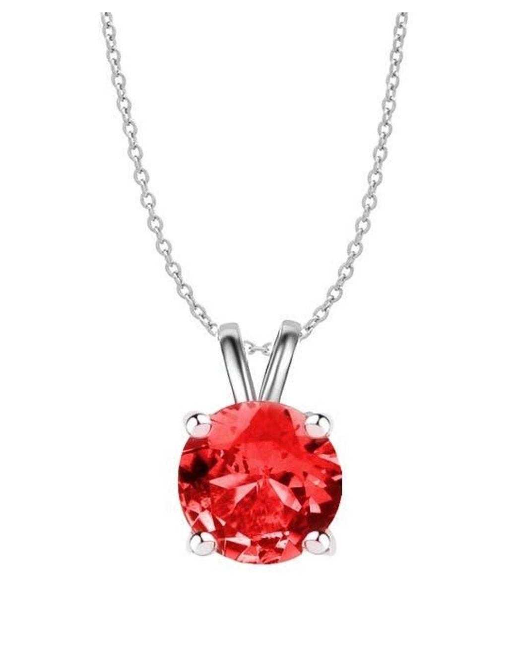 Donatello Gian Red Sterling Round Created Ruby Necklace