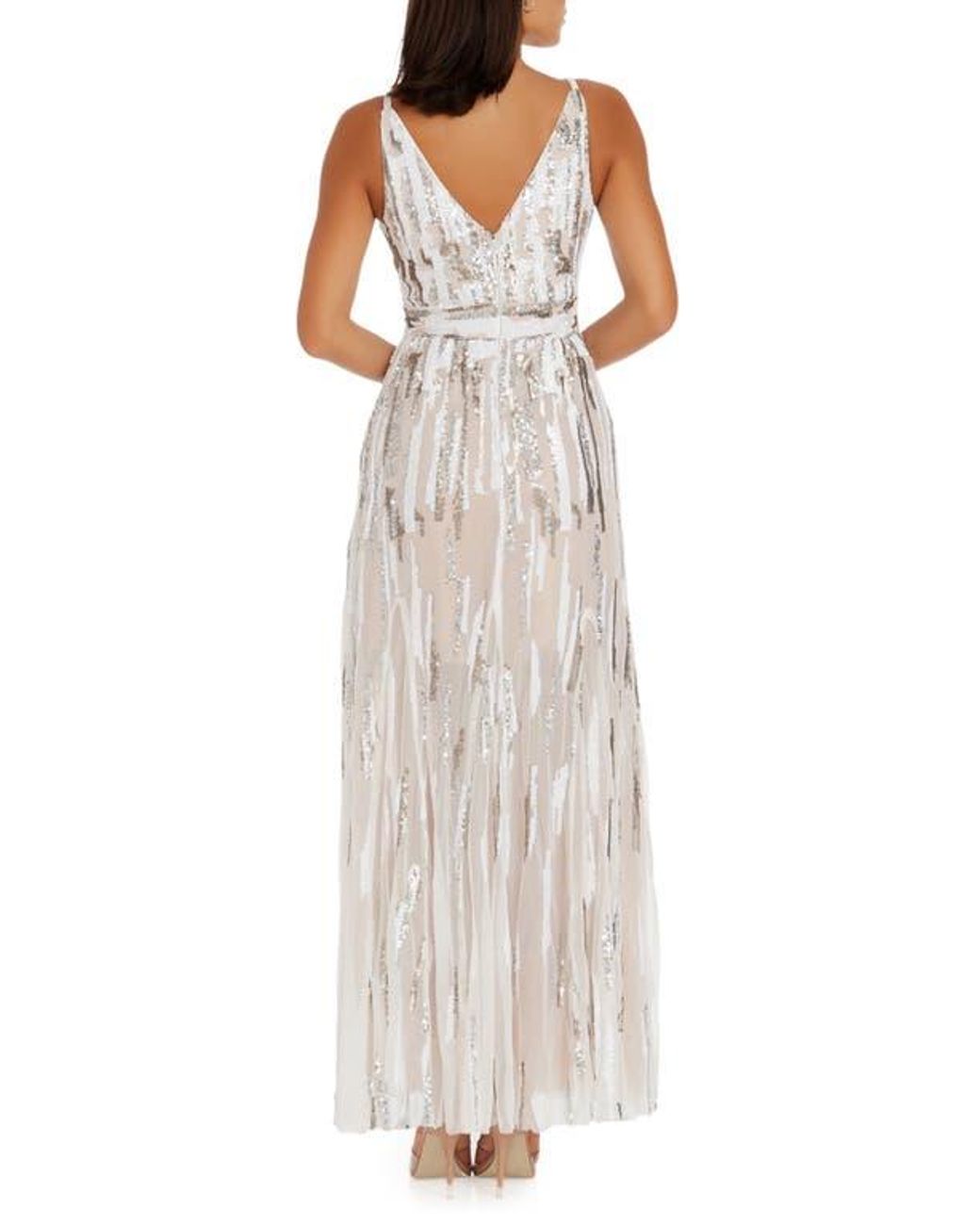 Dress the Population Samira Sequin Embellished Gown in White Lyst