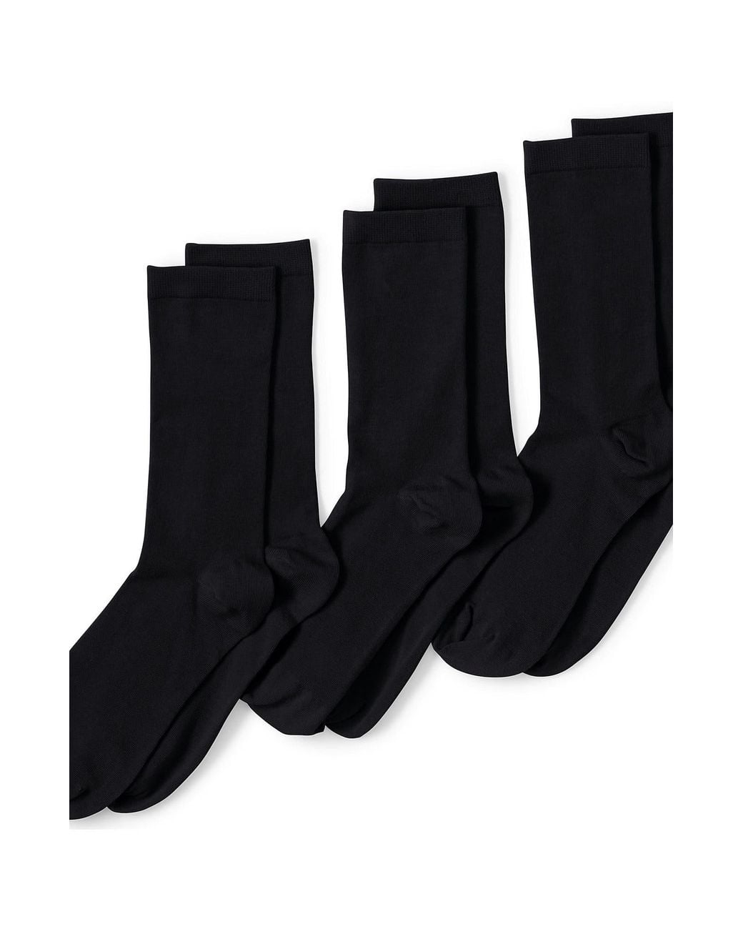 Lands' End Black 3-Pack Everyday Basic Crew Socks