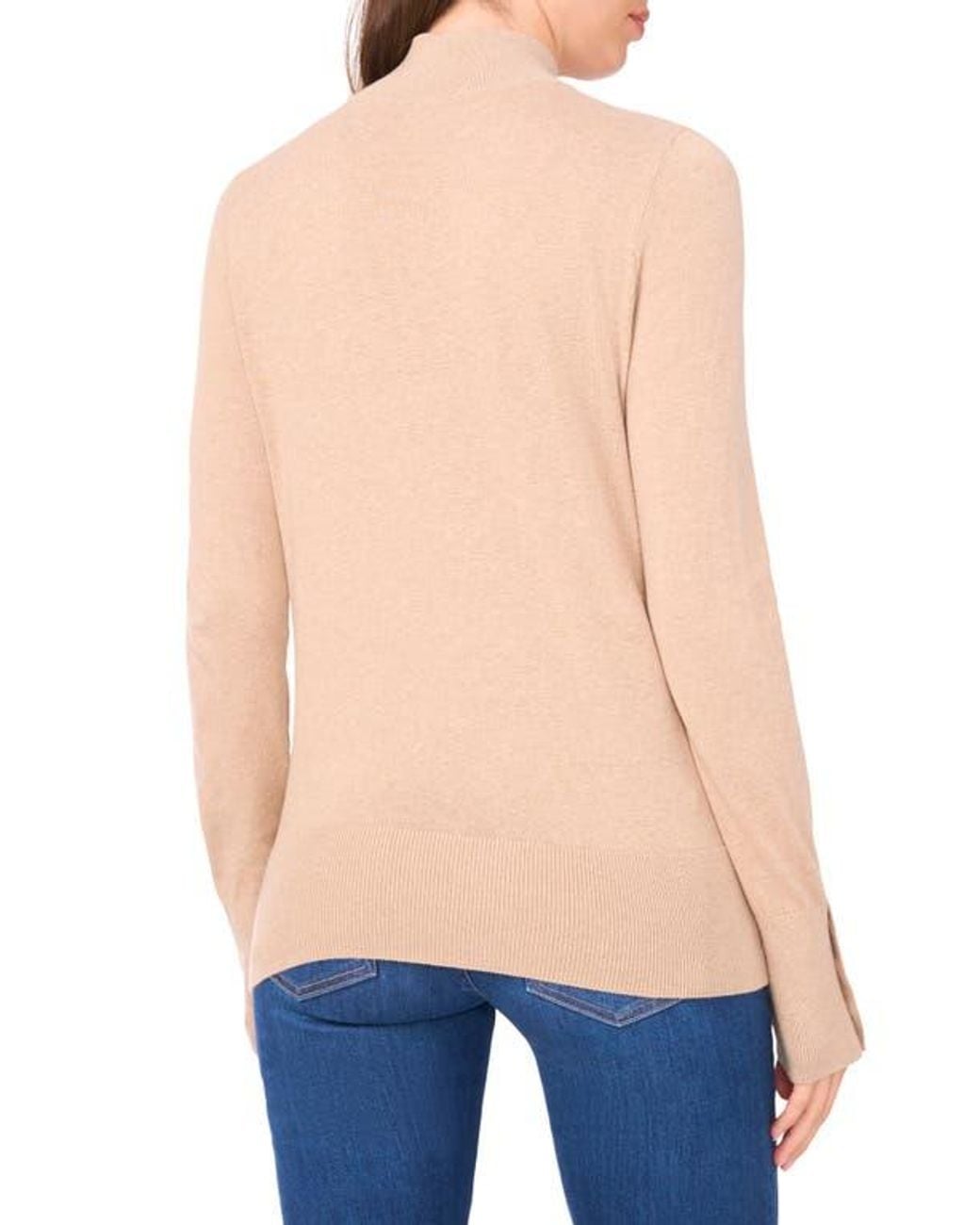 Halogen® Blue Button Cuff Turtleneck Sweater