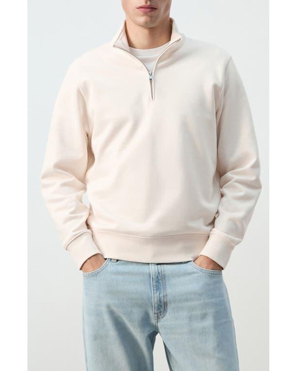 Mango Multicolor Quarter Zip Pullover for men