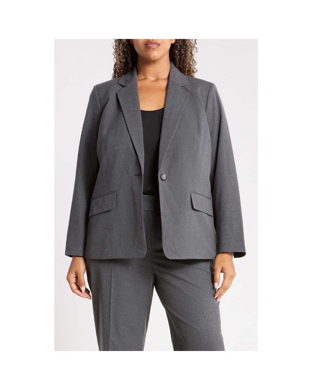 Kasper Gray Washable One-Button Jacket