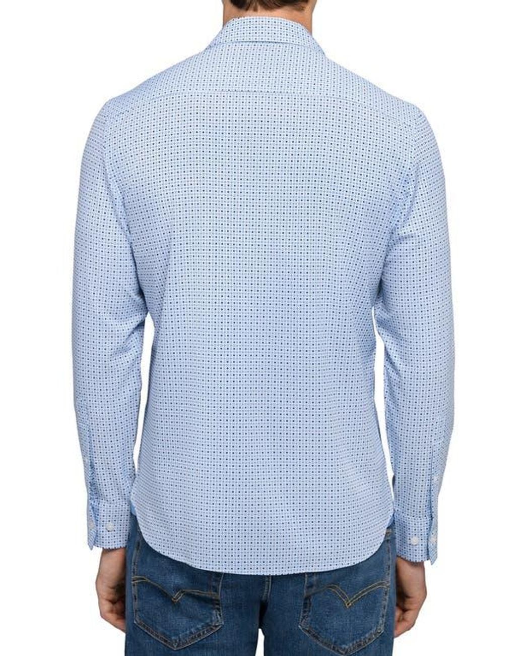Con.struct Blue Dash Duo Woven Long Sleeve Basic for men