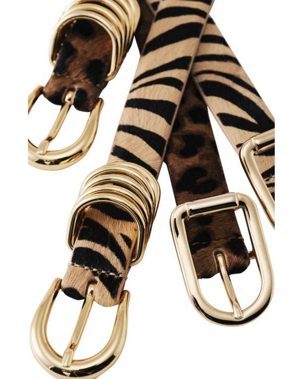 DEHANCHE Multicolor Mija Zebra Calfhair Belt