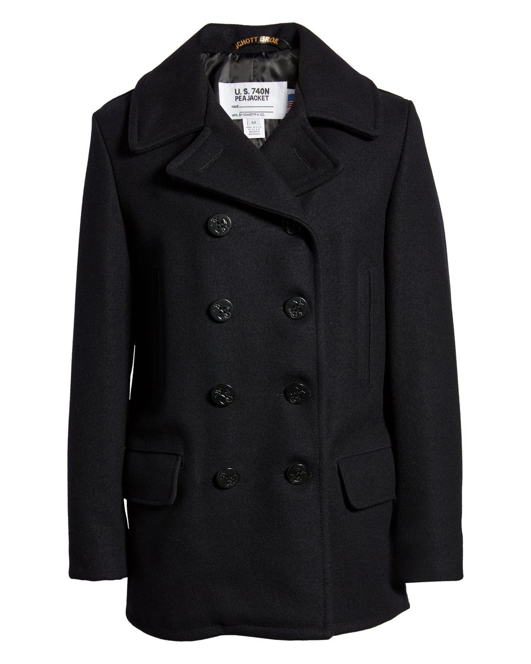 Schott Nyc Melton Wool Blend Peacoat in Black for Men | Lyst