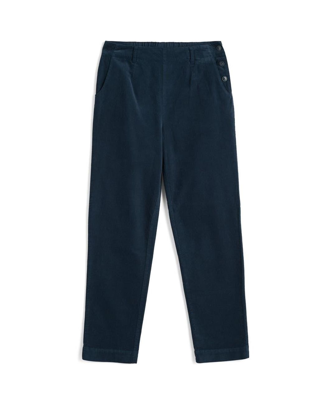 Seasalt Cornwall Blue Crackington Sailor Button Crop Pull-On Pants