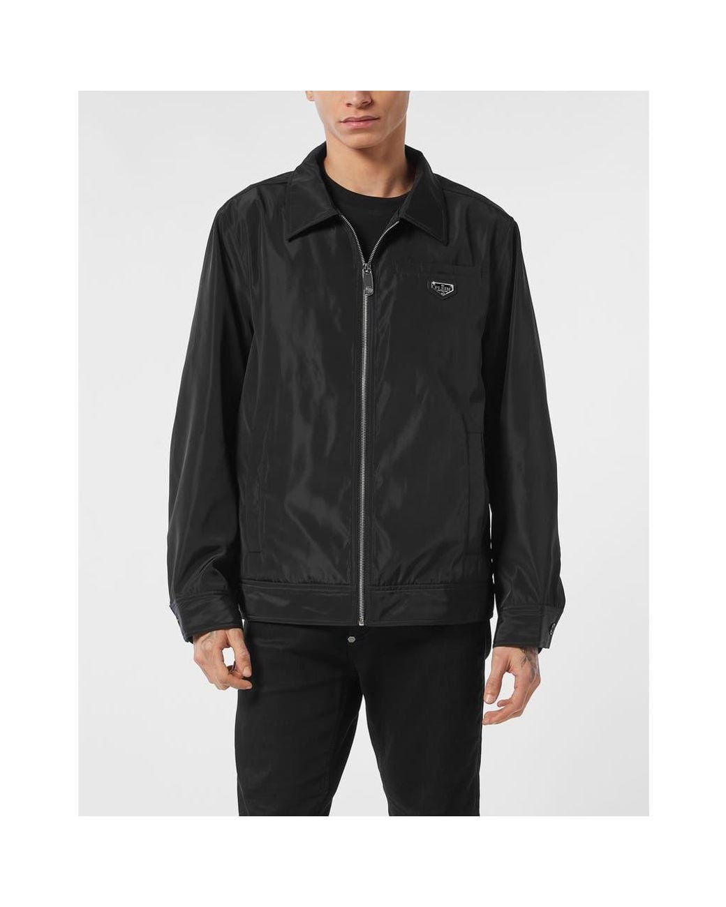 Philipp Plein Black Nylon Coster Jacket for men