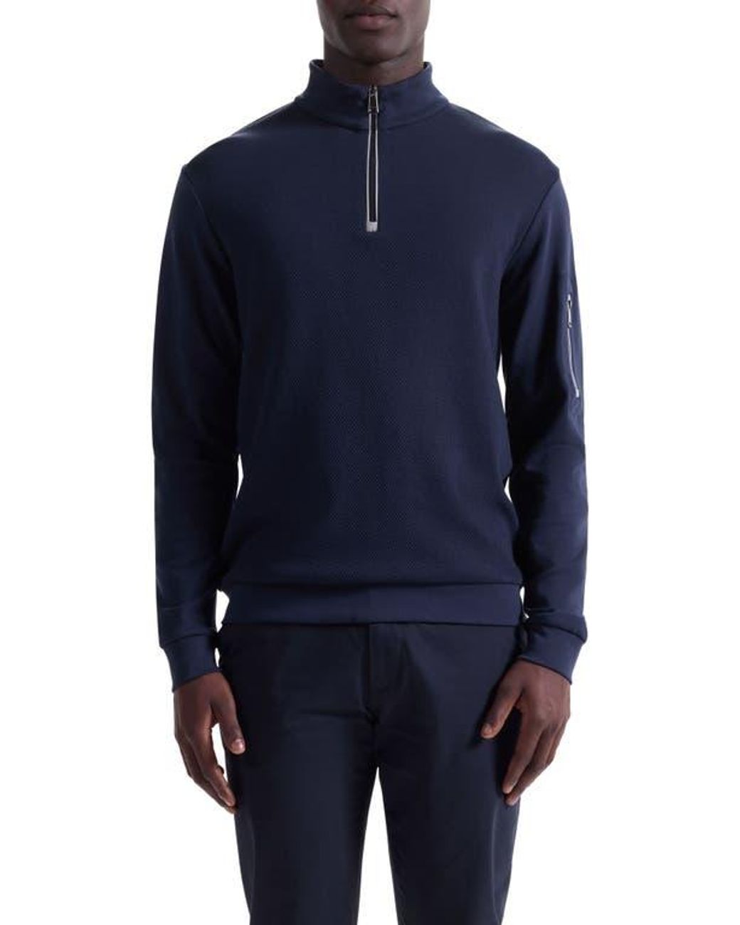 Bugatchi Blue Soft Touch Quarter Zip for men