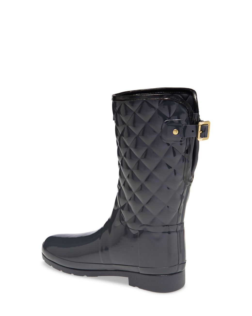 refined high gloss quilted short waterproof rain boot