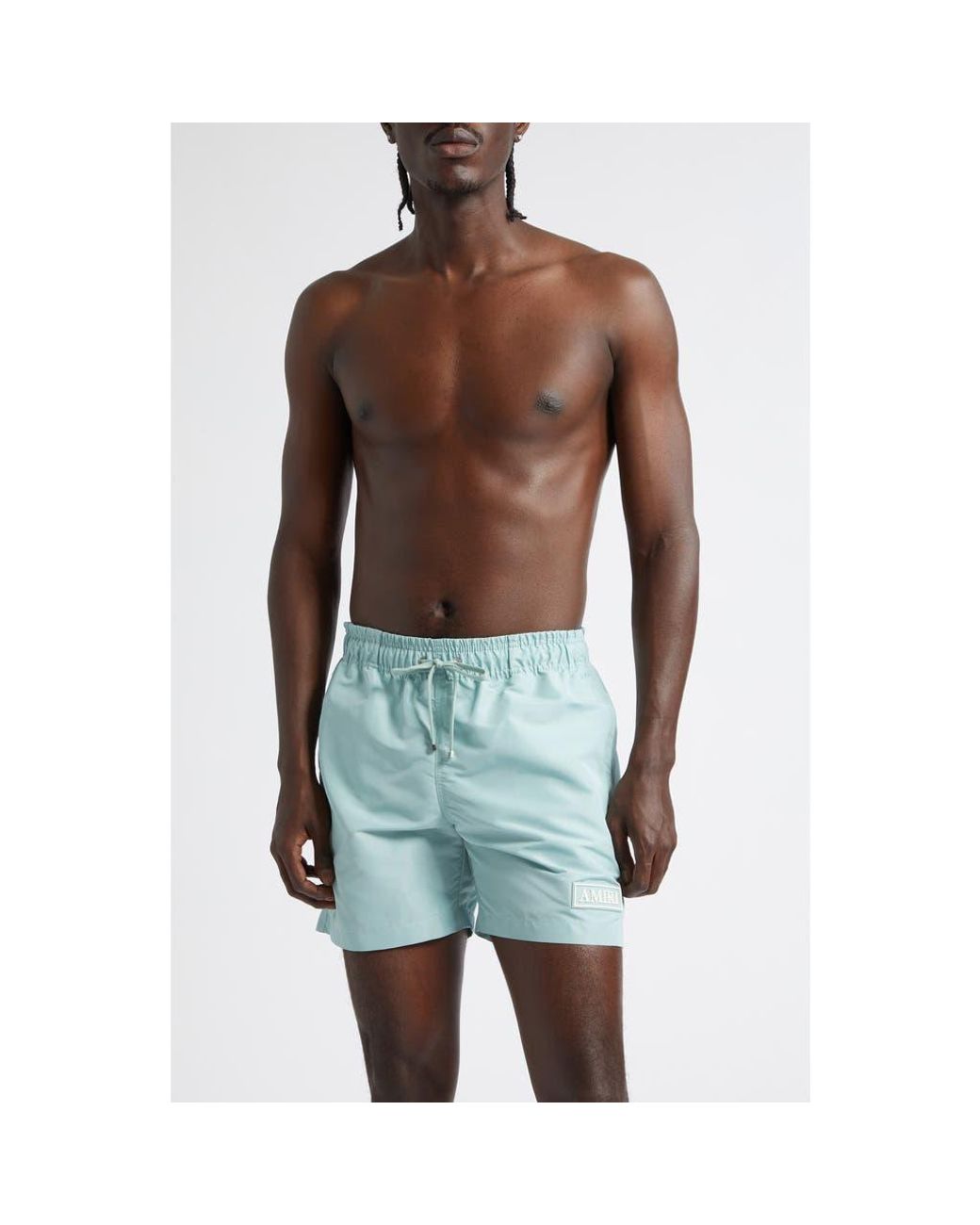 Amiri Blue Patch Swim Trunks for men