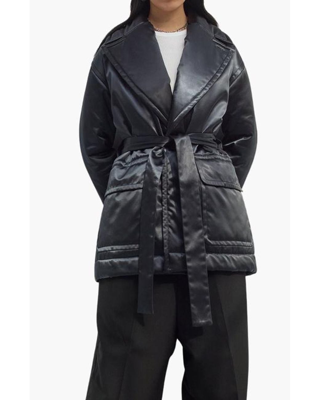 CAALO Black Satin Down Coat