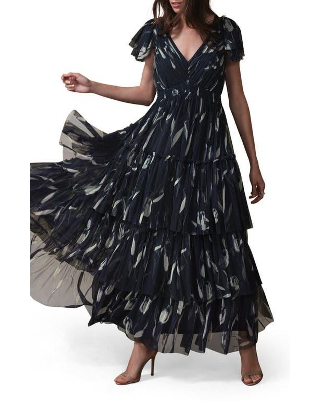 Velvet Ruffle Gown Mint Velvet Ruffle Maxi Dress in Black | Lyst