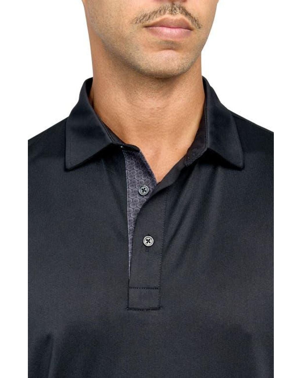 Con.struct Black Regular Fit Solid Recycled Performance Golf Polo for men