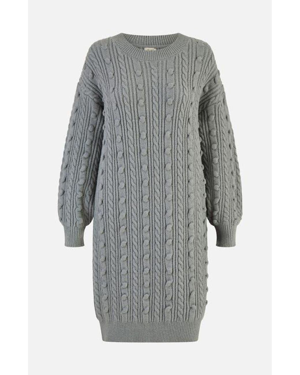 Yumi' Cable Knit Tunic Dress in Gray | Lyst