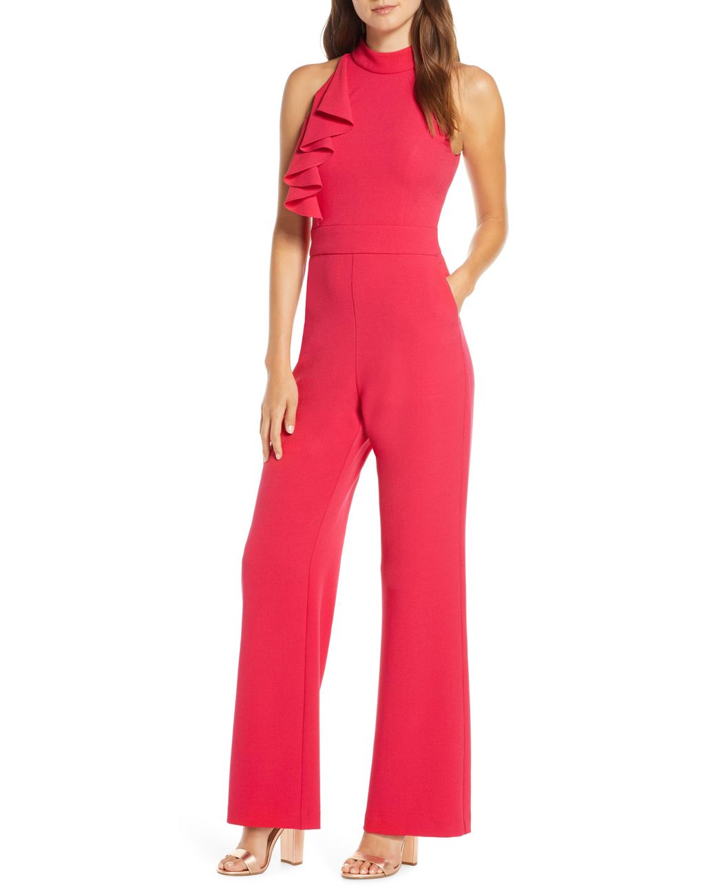 high neck wide leg jumpsuit