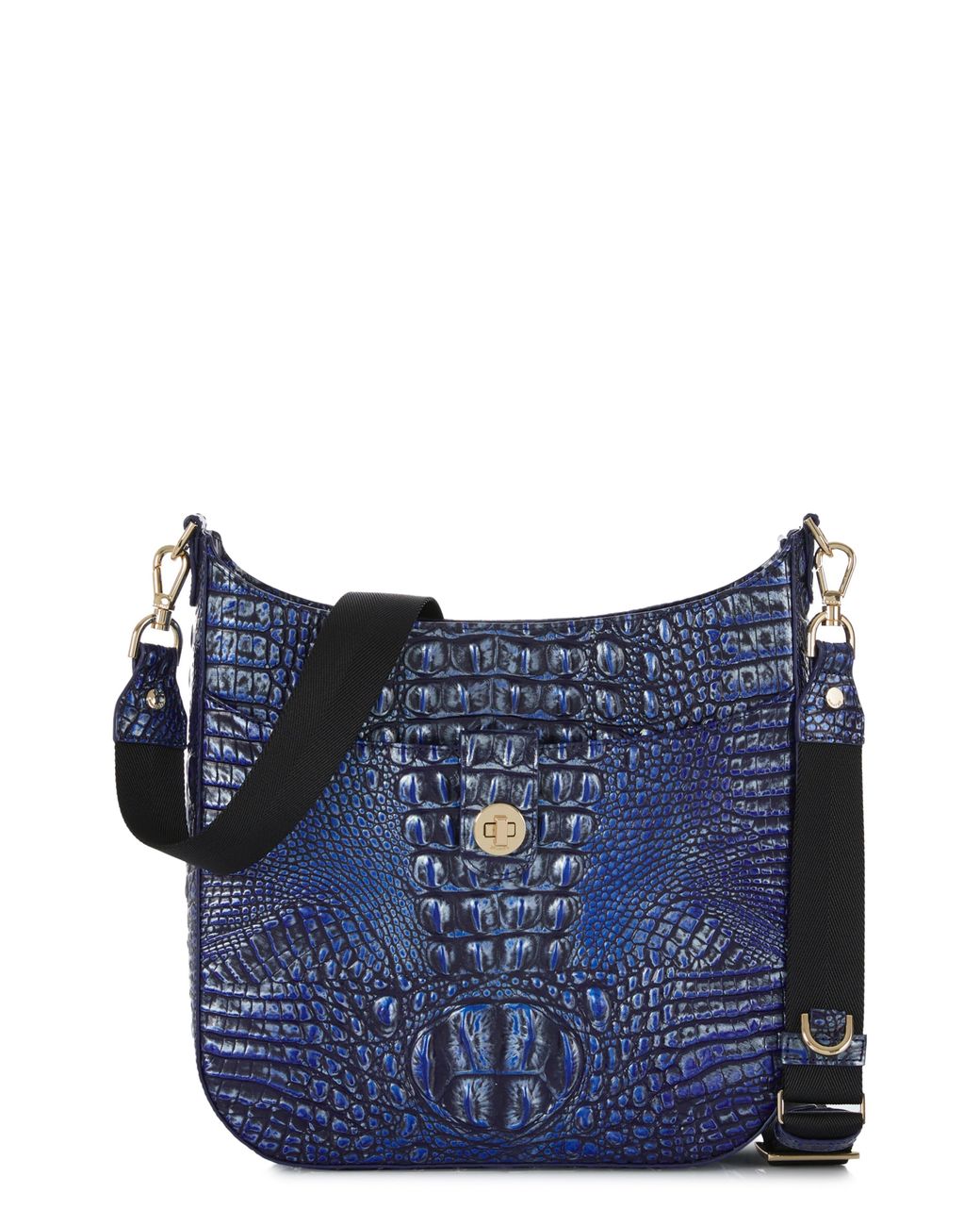Brahmin Leia Croc Embossed Leather Crossbody Bag in Blue Lyst