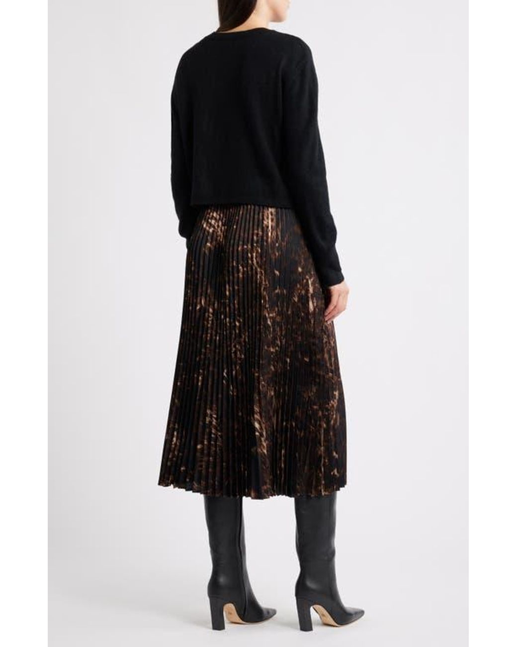 knee length dresses for ladies Helga Printed Knit Long Sleeve Midi Dress A-Line Maxi