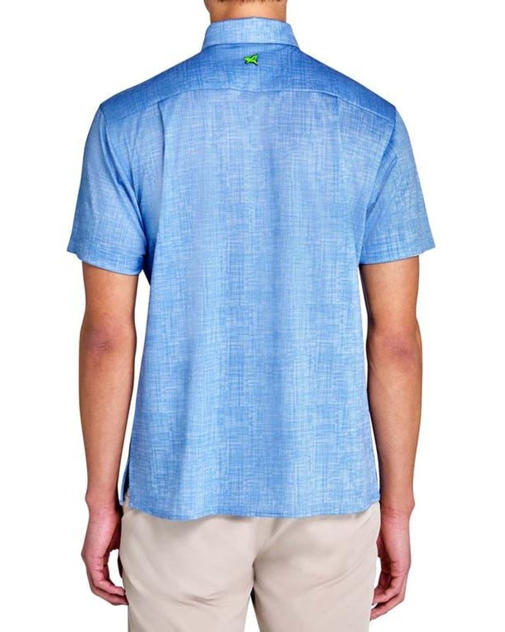 Con.struct Blue Regular Fit Chambray Recycled Performance Golf Button-Down Shirt for men